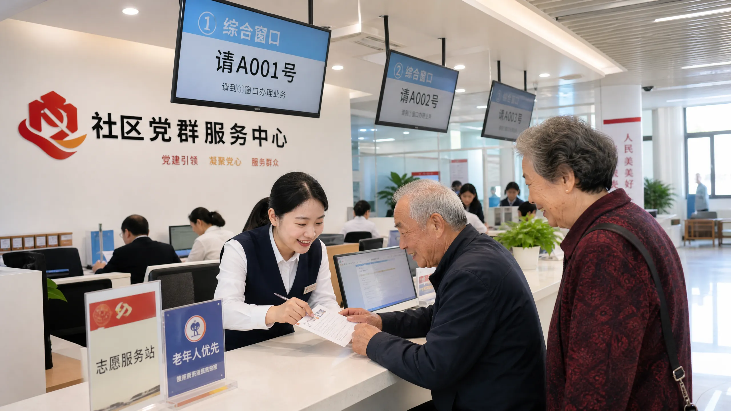 社区便民服务中心工作人员为居民办理业‌务‌